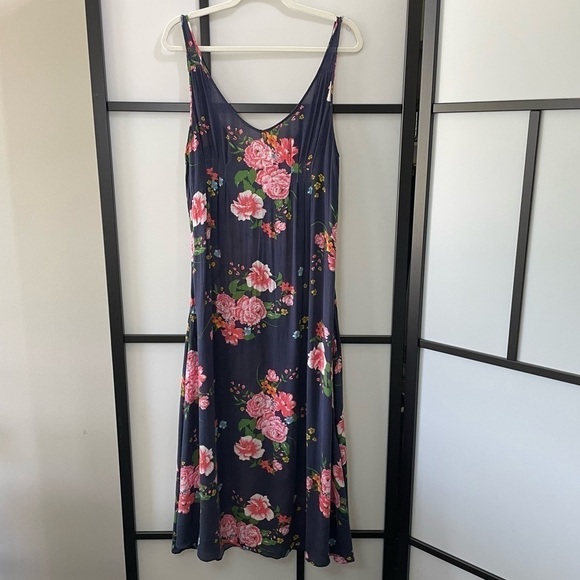 [S] Free People Navy Blue & Pink Softest Floral Maxi Dress Loungewear - Picture 2 of 13